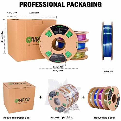 OVV3D Wood 3D Printer Filament Bundle - Wood PLA Filament 1.75mm, 200g x 4 Pack (Walnut, Oak, Cherry, Teak)