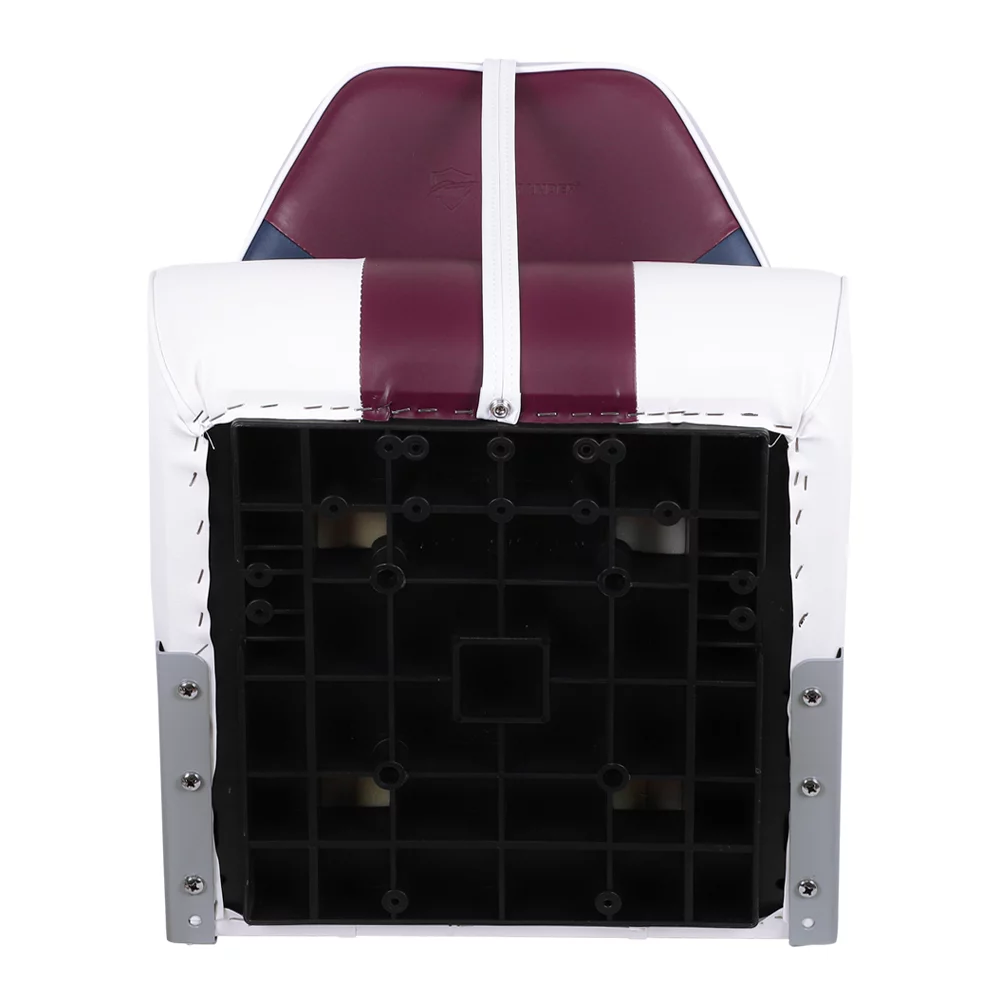 Seamander Premium High back Folding Boat Seat, Fishing Seat, White/Burgundy/Navy, 2 seats