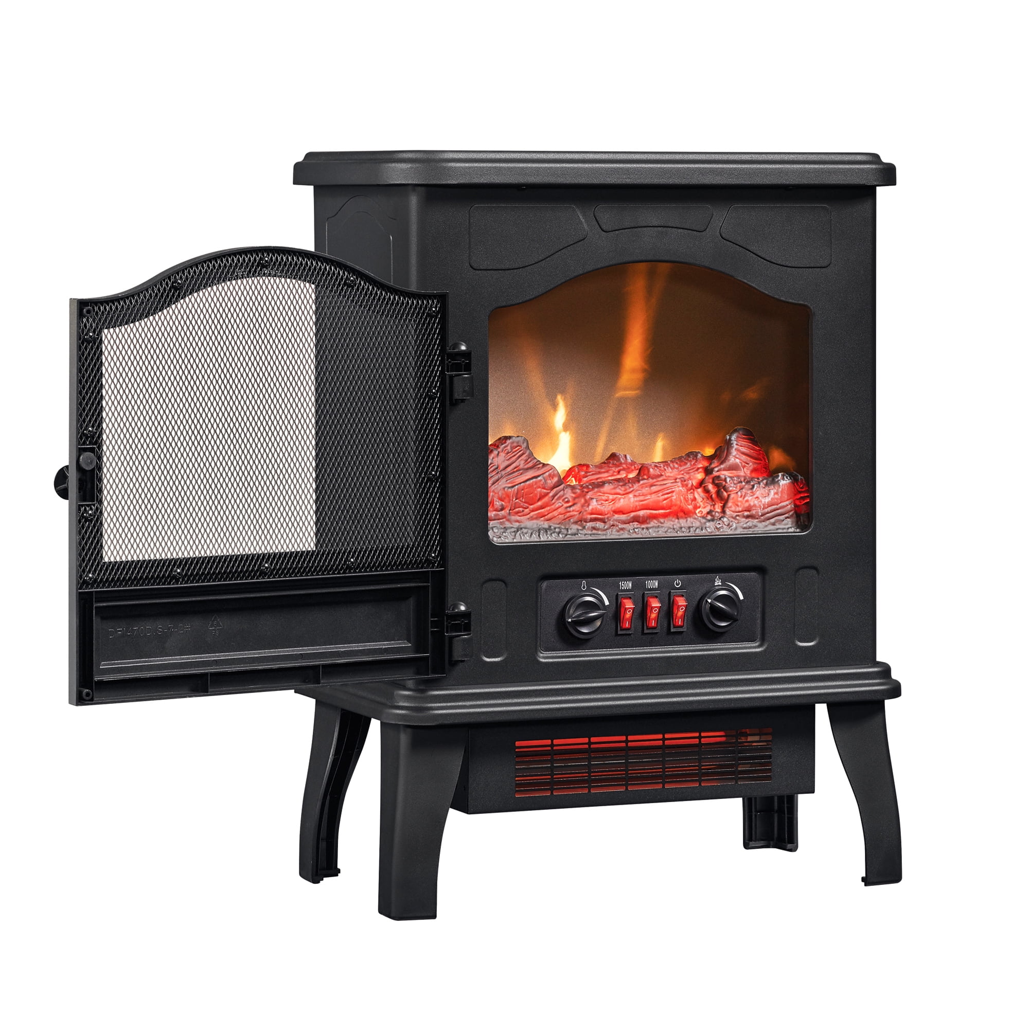 ChimneyFree Powerheat Infrared Quartz Electric Stove Heater, 1500W, Black