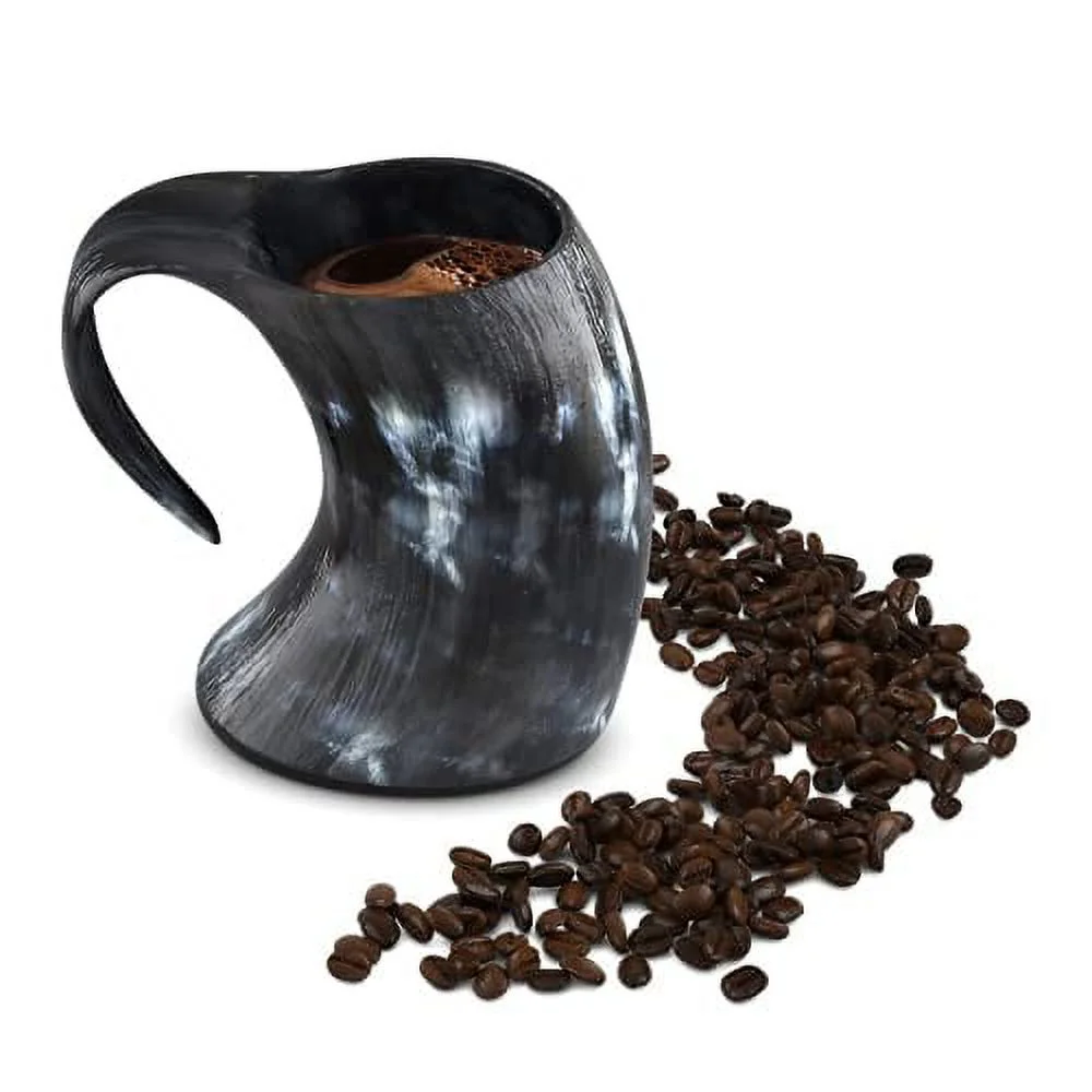 AleHorn - Hot Viking Horn Mug - Safely Holds Hot and Cold Liquids Coffee Tea Hot Chocolate Wine Beer Mead Grande Drinking Cup (Grande, 8.89)