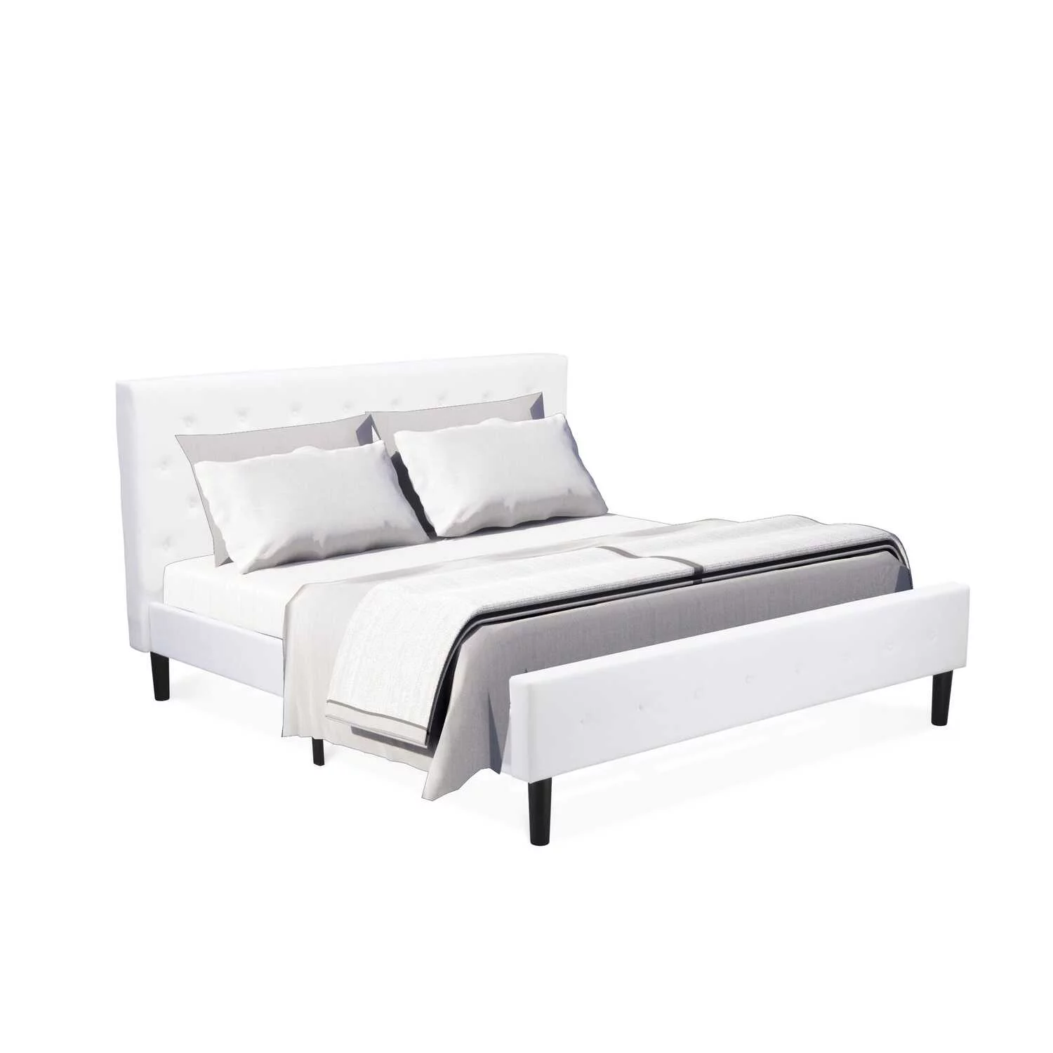 East West Furniture Nolan 2-Piece Engineered Wood King Bedroom Set in White