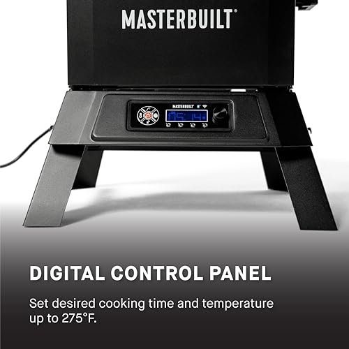 Masterbuilt? 30-inch Digital Electric Vertical BBQ Smoker with Leg Kit, Side Wood Chip Loader and 710 Cooking Square Inches in Black, Model MB20070421