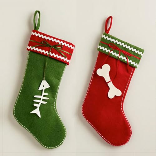 SherryDC Cat Paw Christmas Stockings, Plush & Plaid Hanging Socks for Holiday and Christmas Decorations