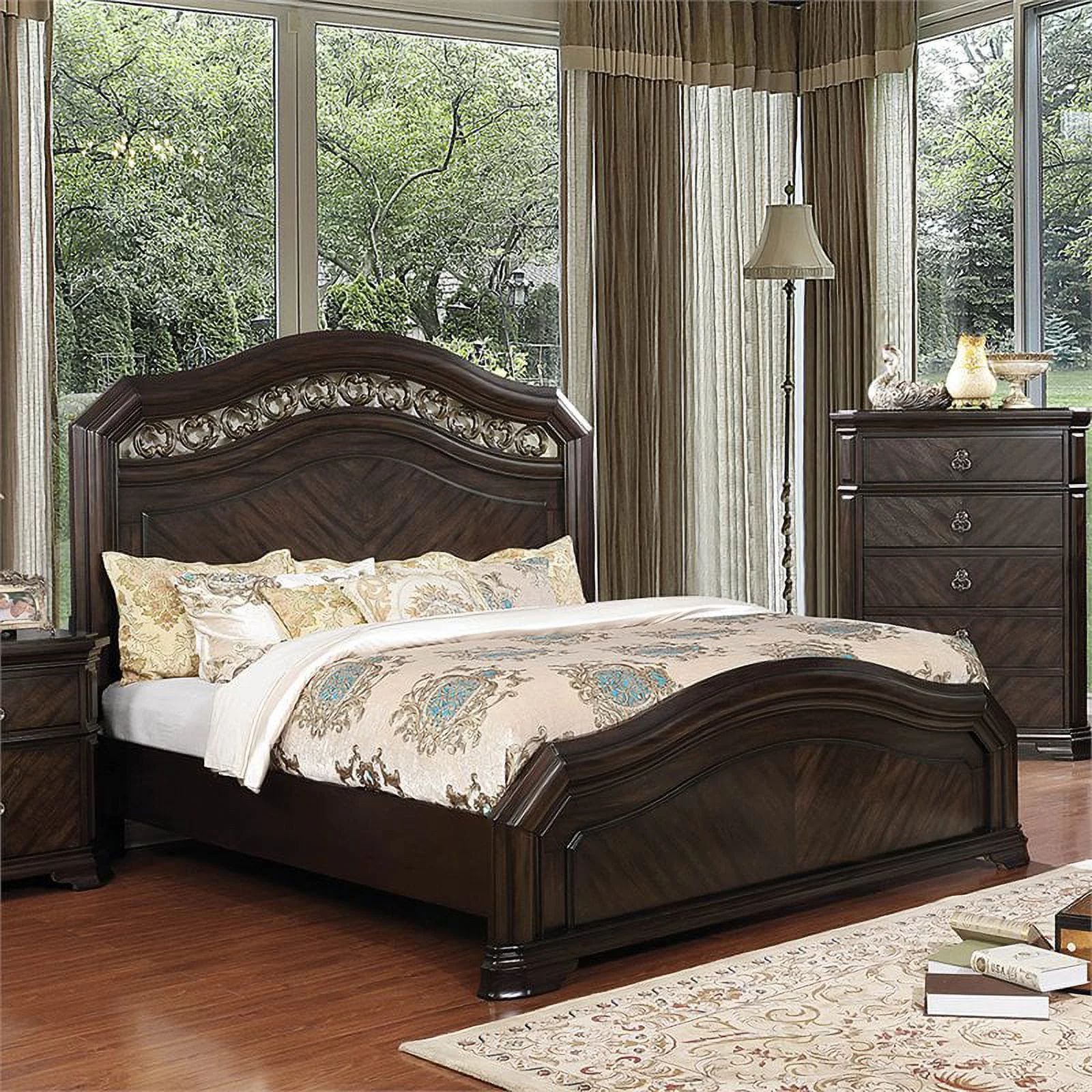 Furniture of America Kaylani Traditional Wood King Panel Bed in Espresso