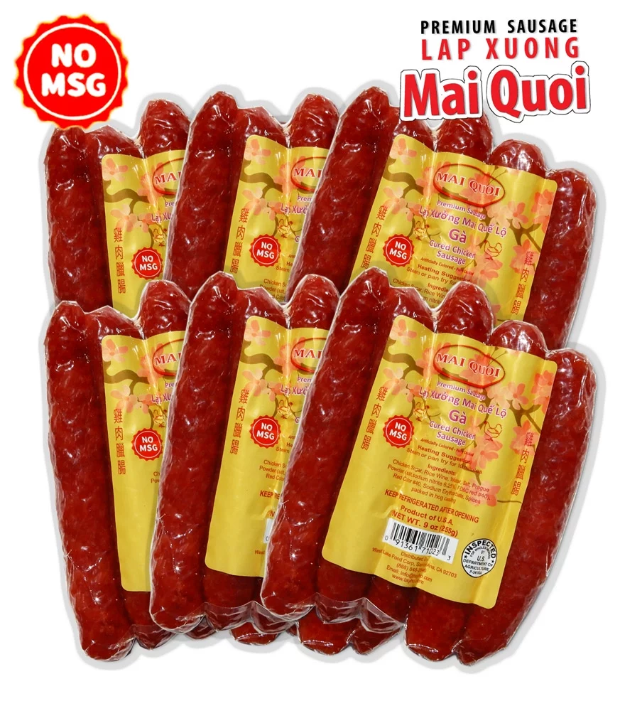 Cured Chicken Sausage Lap cheong Specialty Recipe net wt. 9oz x 6 packs- No MSG - Made In USA