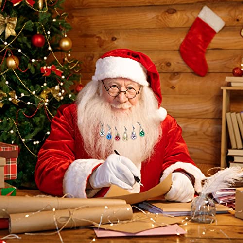 FRCOLOR 24pcs Christmas Beard Clips Santa Claus Beard Bells Clip Men Decoration Ornaments Colorful Christmas Baubles Santa Hair Ornaments (Mixed Color)