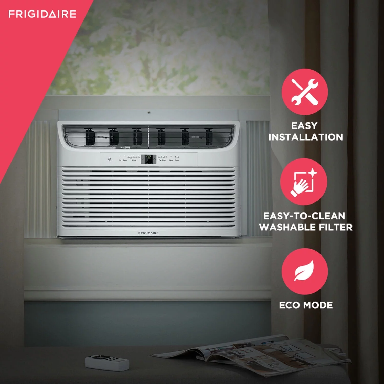 Frigidaire 11,000 BTU 500 Sq. Ft.  Window Air Conditioner with Heater, White, FHWH112WA1