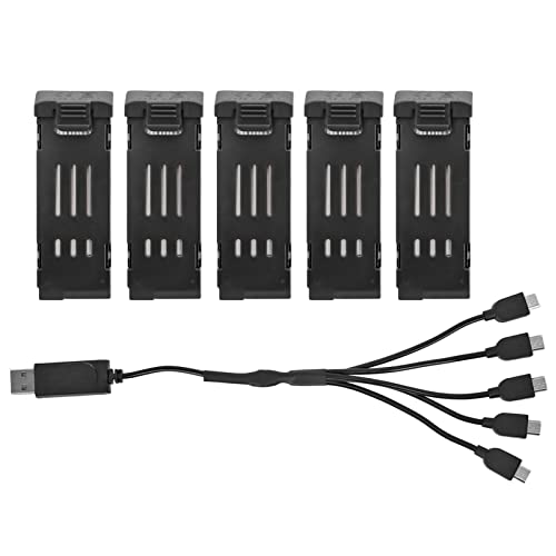 VBESTLIFE Drone Battery and Charger Cable Combo Set, 3.7V 1200mAH Lithium Battery with 5 in 1 Charger Cable Spare Parts for E58 JY019 S168 RC Quadcopter