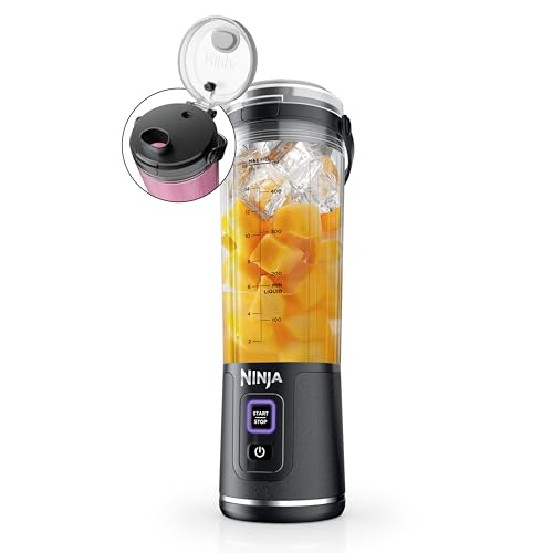 Ninja BC151BK Blast Portable Blender, Cordless, 18oz. Vessel, Personal Blender-for Shakes & Smoothies, BPA Free, Leakproof-Lid & Sip Spout, USB-C Rechargeable, Dishwasher Safe Parts, Black