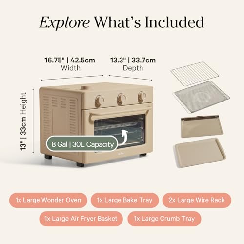 Our Place Wonder Oven | 6-in-1 Air Fryer & Toaster Oven with Steam Infusion | Compact, Countertop Friendly, Fast Preheat, Multifunctional | Air Fry, Toast, Roast, Bake, Reheat & Broil | Char