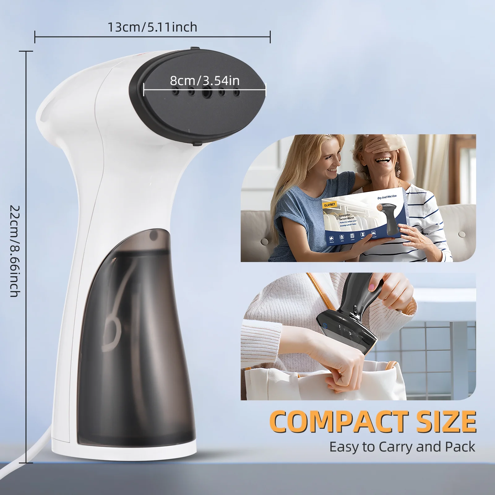 Dcenta Garment Steamer, Portable Wrinkle Remover for Clothes - 20-Second Fast Heat, 800W Handheld Fabric Steamer with 150ml Detachable Water Tank