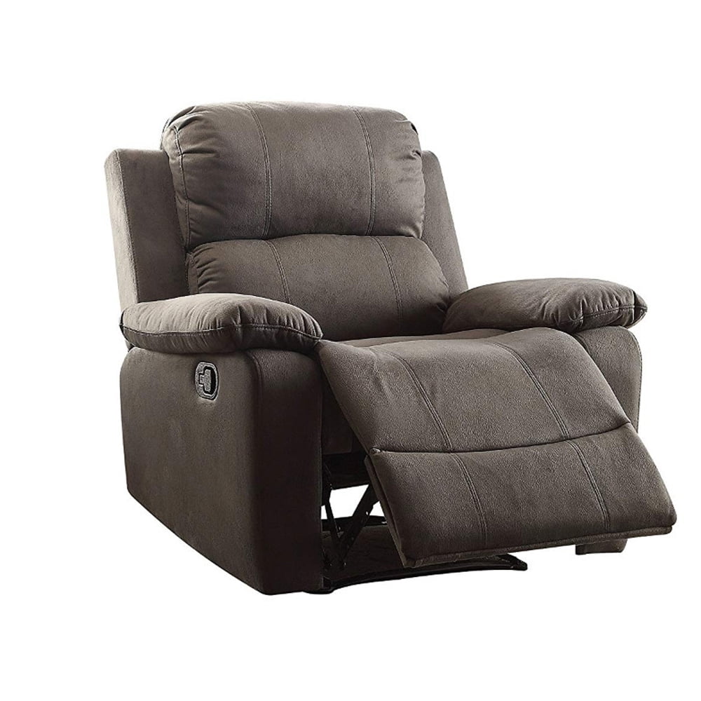Contemporary Style Upholstered Recliner with Cushioned Armrests Charcoal Gray- Saltoro Sherpi