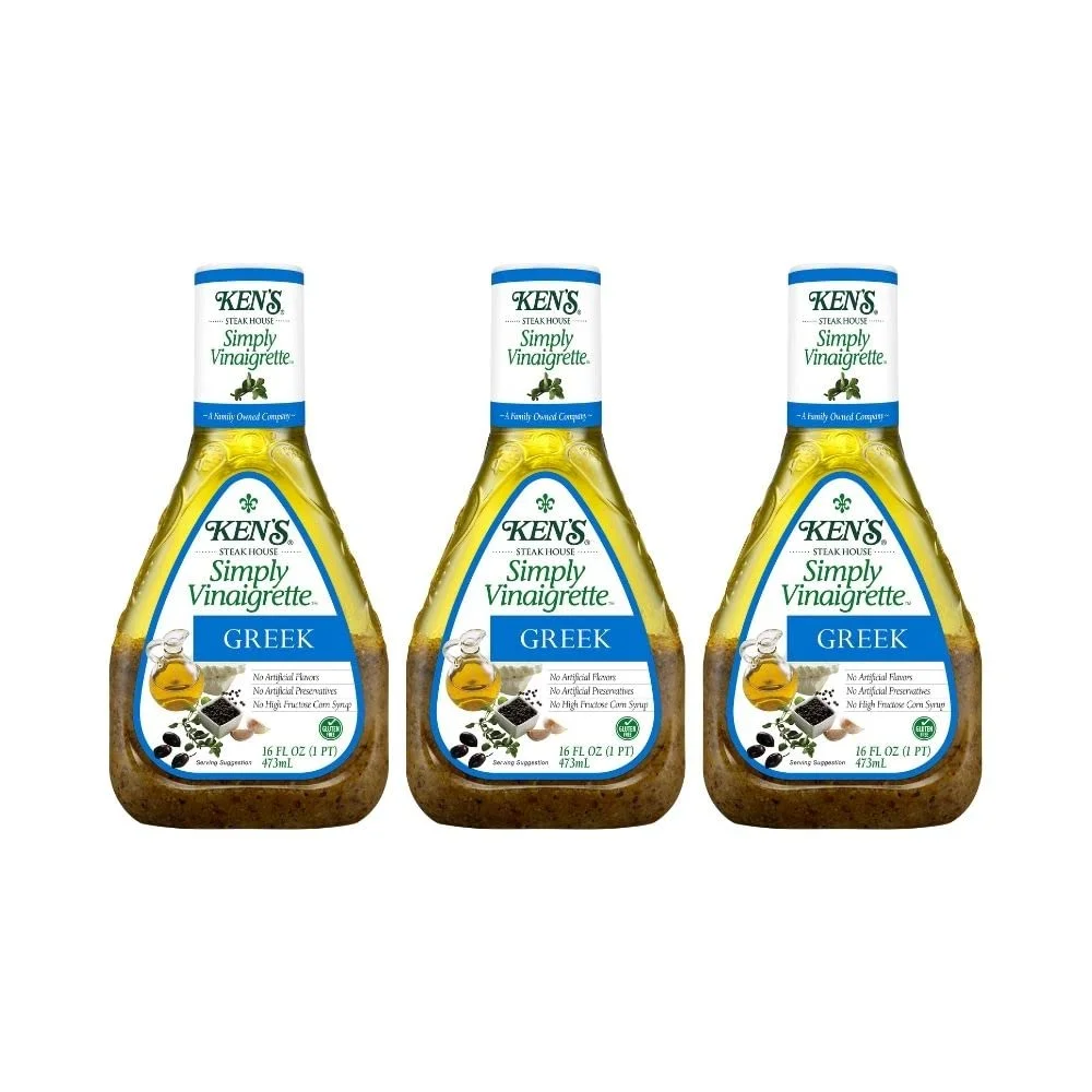 Steakhouse Simply Vinaigrette Greek Dressing, Gluten With No Artificial Flavors, Preservatives Or High Fructose Corn Syrup, 16 FL OZ Bottle (Pack Of 3)