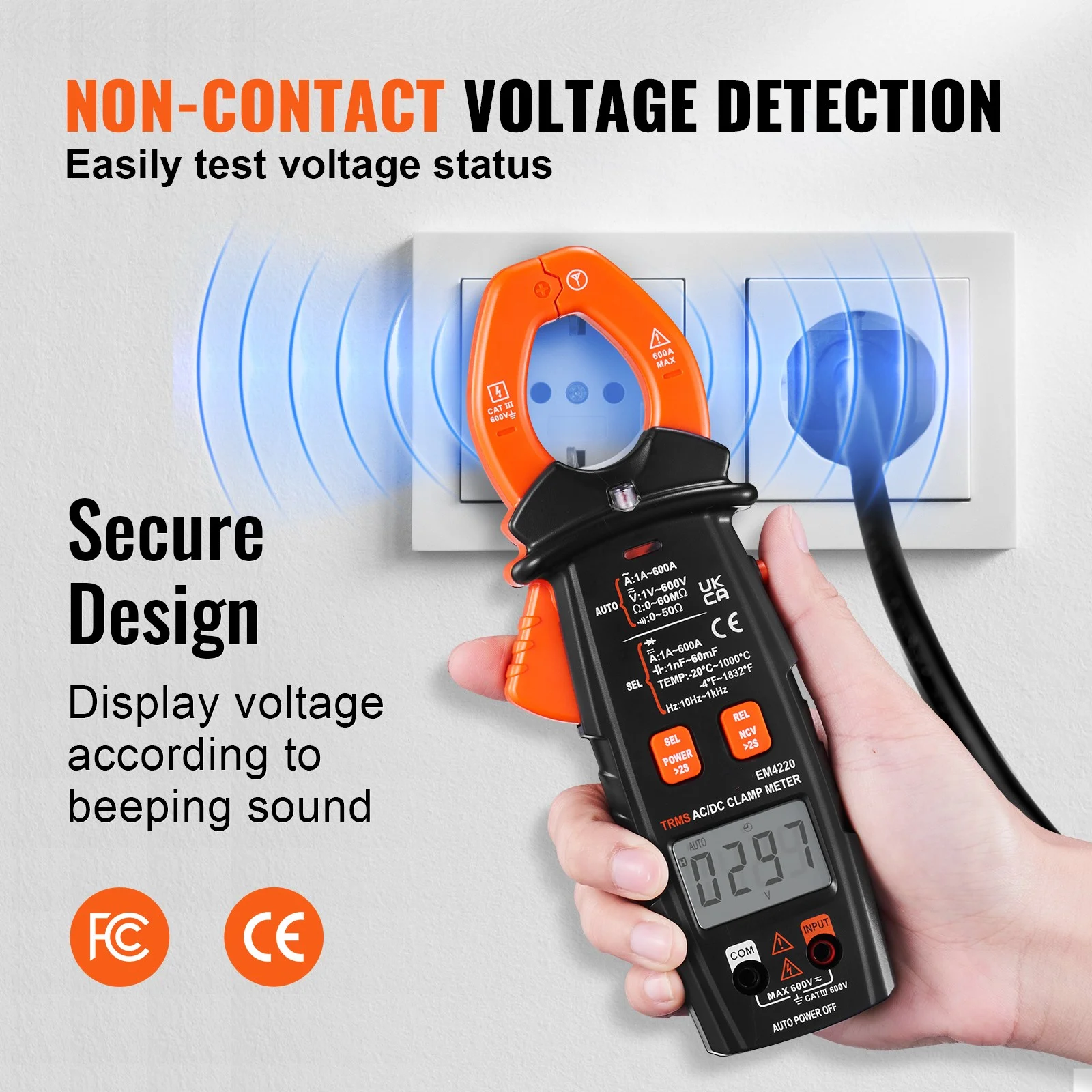 BENTISM Digital Clamp Meter Multimeter True RMS 6000 Counts, 600A AC DC Volt Amp NCV Measurement