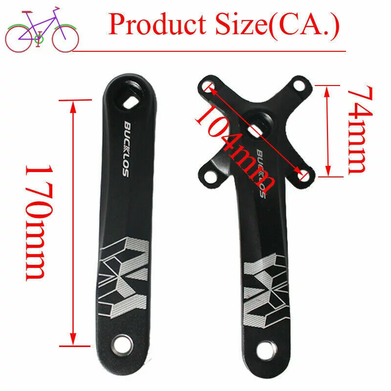 BUCKLOS 104mm BCD Mountain Bike Crank Arm, 170mm Aluminum 7075 Black MTB Square Taper Crank, Fit Shimano SRAM FAS Single Chainring, Fit 8-11 Speed Chain.