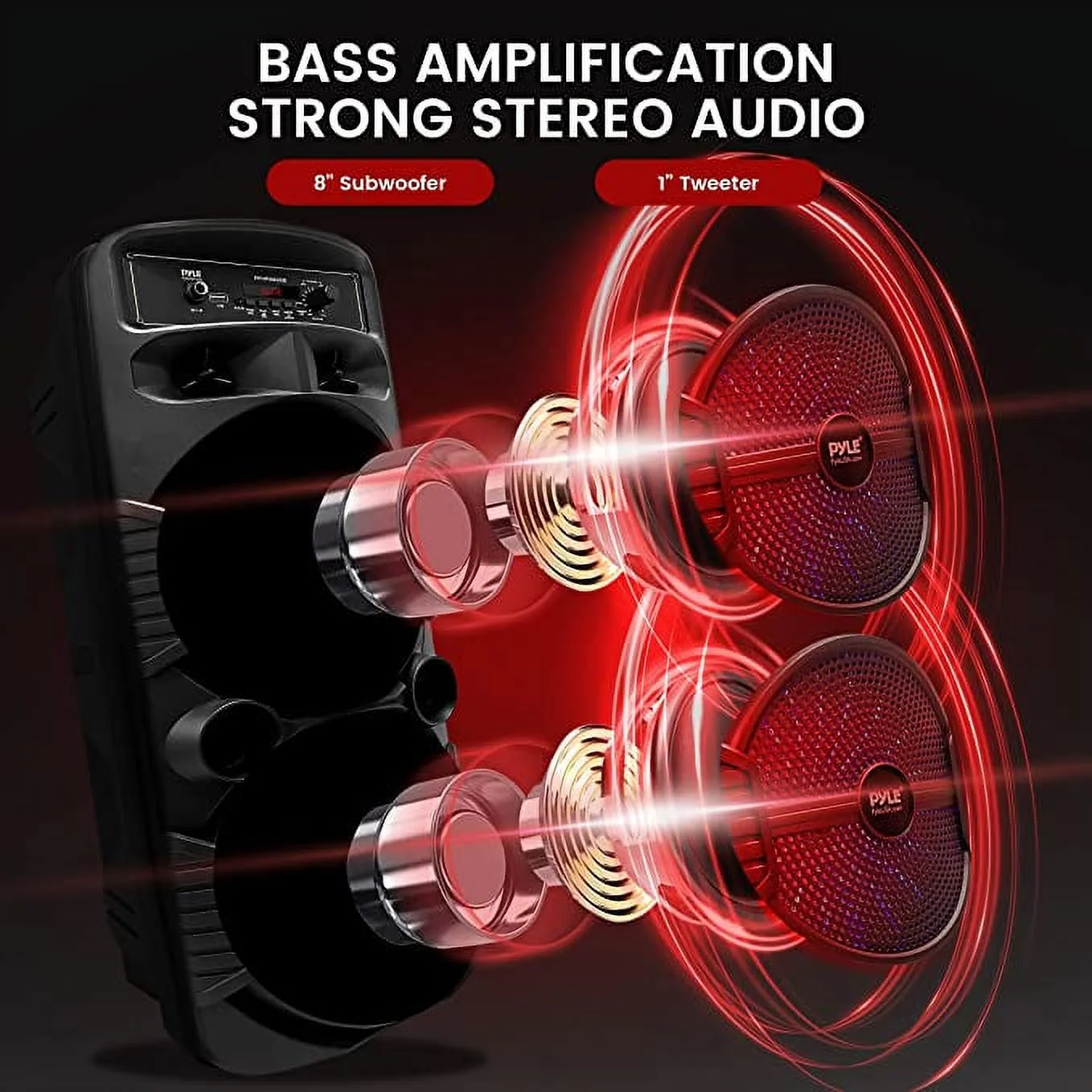 Pyle Portable Bluetooth PA Speaker - 600W Rechargeable Outdoor Bluetooth Speaker Portable PA System