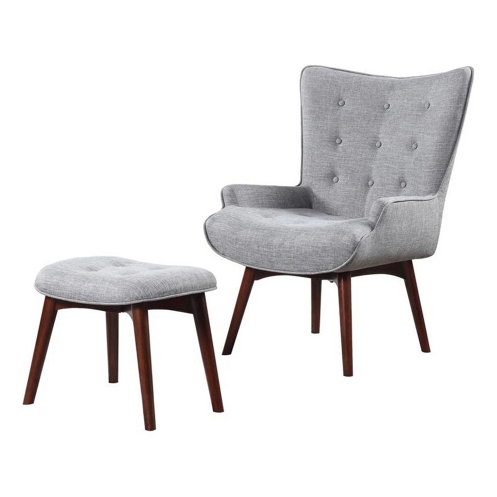 Willow Upholstered Accent Chair with Ottoman Grey and Brown