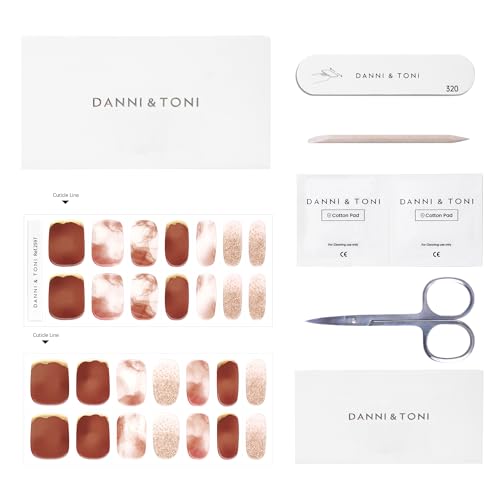 DANNI & TONI Semi Cured Gel Nail Strips Christmas Santa Claus Snowflakes Cat Eye Gel Nail Wraps 28 Stickers | Mistletoe Meow