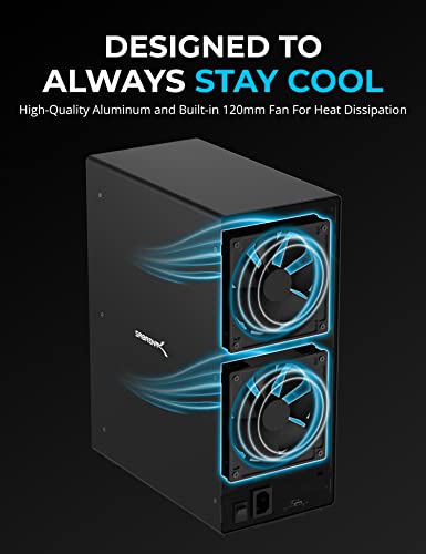 SABRENT USB 3.2 5-Bay 3.5” SATA Hard Drive Docking Station, Trayless Design, USB-C 10Gbps, Independent Power Switches, Locking Bays, Aluminum Cooling, Compatible with Windows Mac Linux (DS-SC5B)