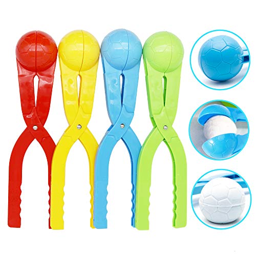 Snow Toys, Snowball Maker 4 Pack Snow Ball Shaper Molds Toys for Kids Snow Ball Fights Tool Kids Winter Toys Snow Ball Clip Snow Games for Outdoor