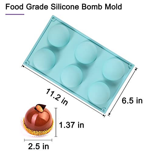 Hot Chocolate Bomb Mold 2.5 Inch Large Silicone Cocoa Bomb Molds - 3 Pack with Brush and Spatula