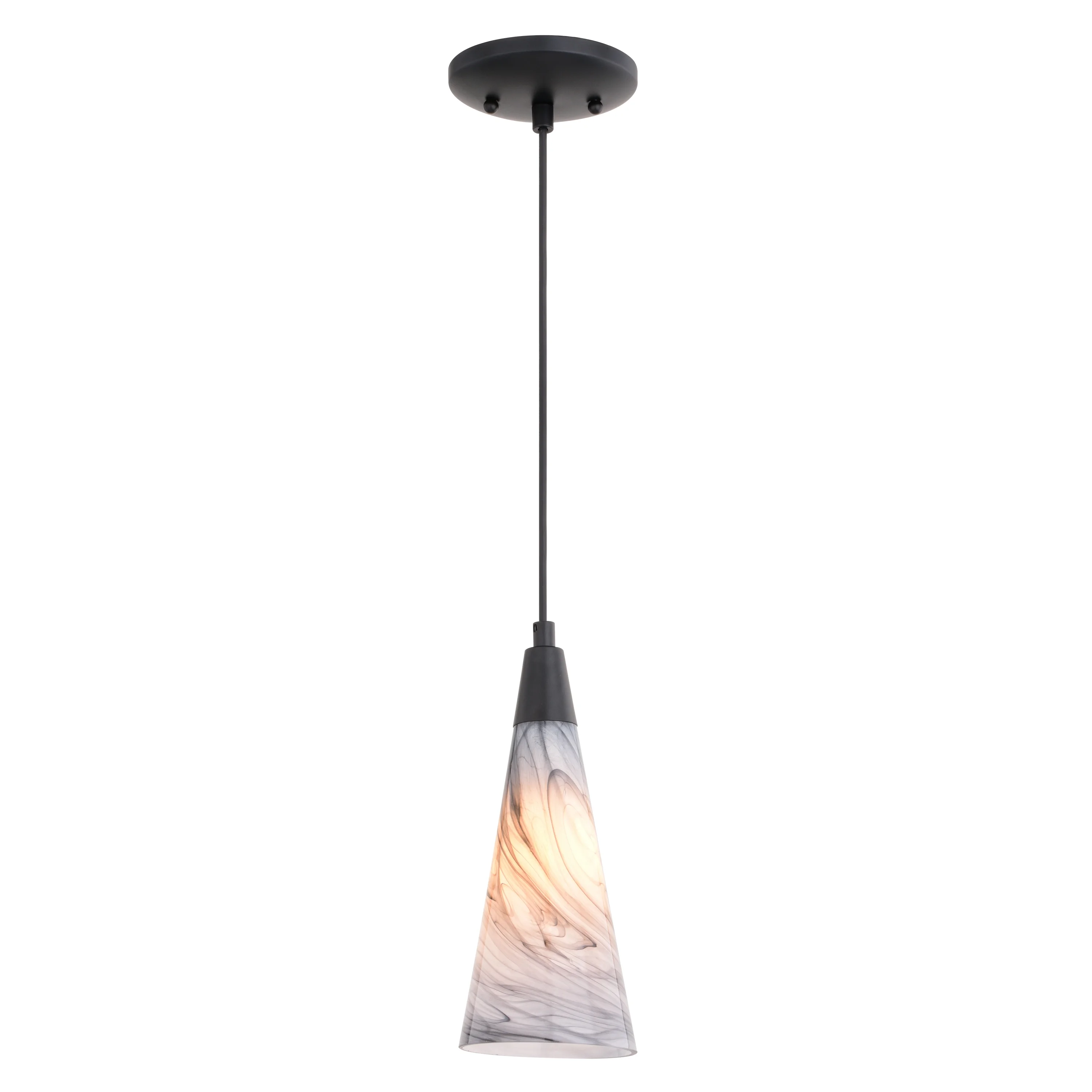 Milano LED Compatible Matte Black Transitional Mini Pendant Ceiling Light Multi Color Art Glass