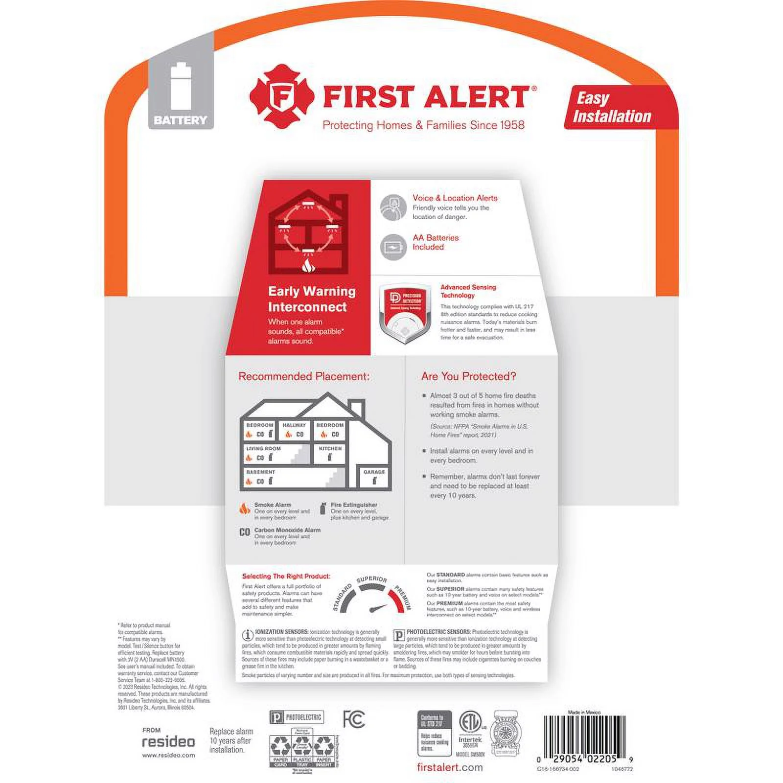 First Alert Wireless Interconnect Battery-Powered Photoelectric Smoke Detector