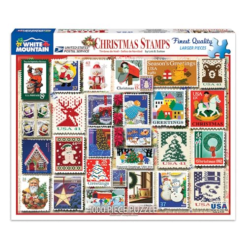 White Mountain 1000 Piece Jigsaw Puzzle Winter Christmas Holiday Puzzles for Adults and Kids 24