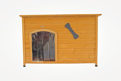 Wooden Doghouse for Small, Medium, Large Dogs, Waterproof, Outdoor/Indoor Kennel,Puppy Shelter with Elevated Floor (Natural, M)