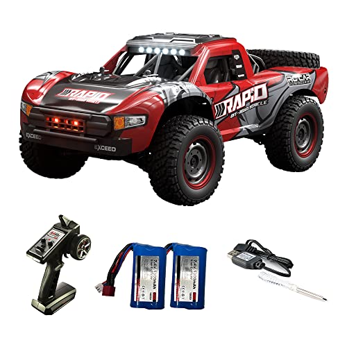 1/14 Hobby RC Truck for Adults, 30 MPH High Speed Remote Control 4WD Car, All Terrain Rock Crawler Truck for Boys 4X4 Off-Road Racing Car with 2 Batteries