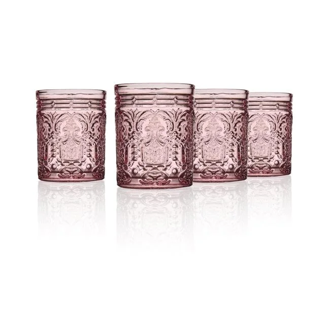 Godinger  11 oz Jax Pink Double Old Fashion Glass - Set of 4