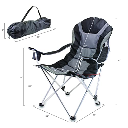 Picnic TIME Reclining Camp Chair, Beach Chair for Adults, Sports Chair with Carry Bag