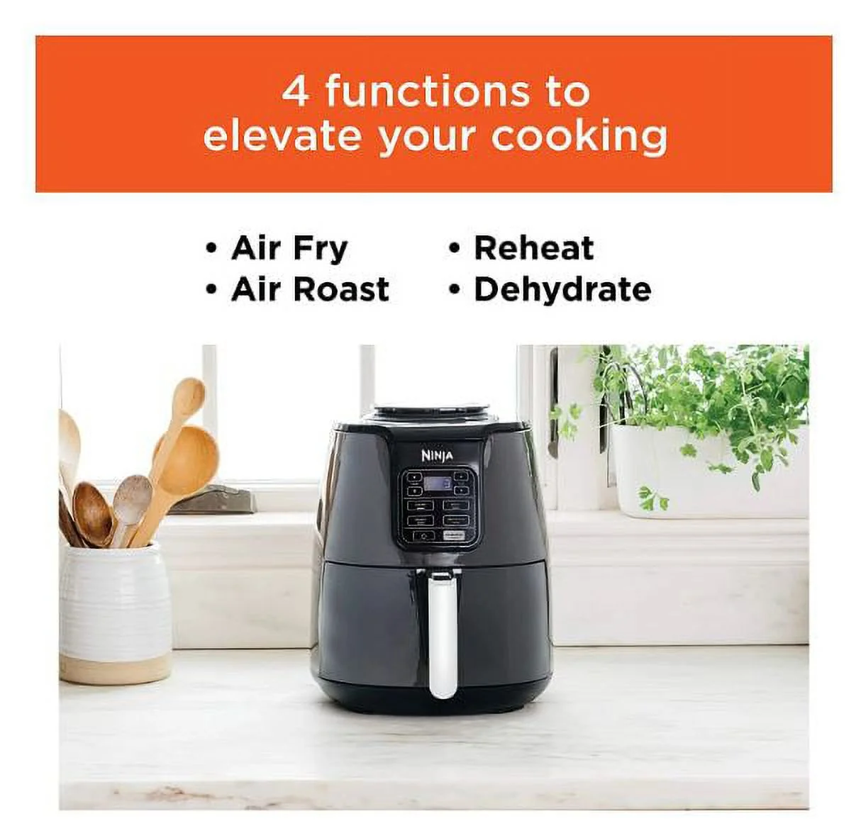 Built-In Smart  Black Large Electric Air Fryer 4 Qt
