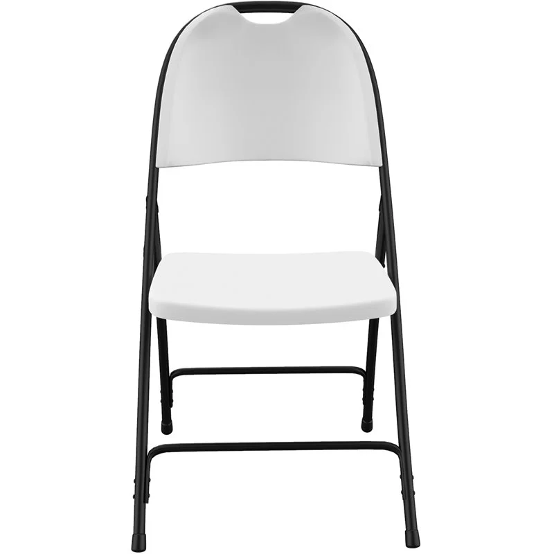 Pemberly Row Plastic Resin/Metal Folding Chair in Gray Granite/Black (Set of 4)