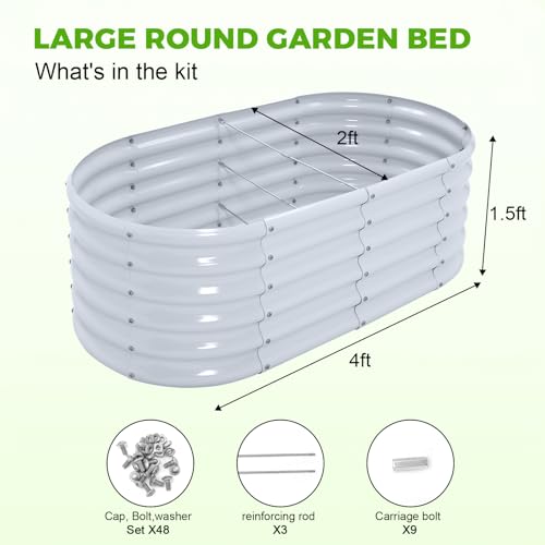Land Guard 4×2×1.5ft Galvanized Raised Garden Bed Kit, Galvanized Planter Garden Boxes Outdoor, Oval Large Metal Raised Garden Bed for Vegetables……… (Classic Silver