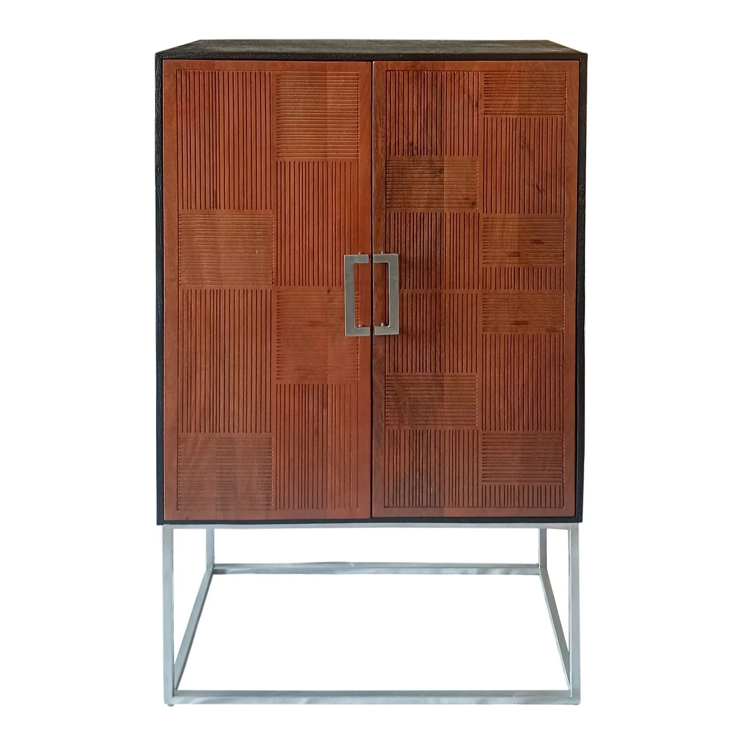 BenJara Manie 64 Inch Bar Cabinet with Inner Shelves, Mango Wood, Walnut Brown