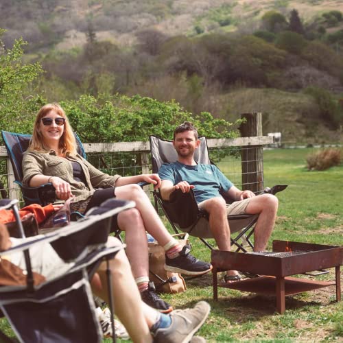 SUNNYFEEL Heated Camping Chair, Oversized Rocking Camping Chair for Adults 500 LBS,Folding Lawn Chair with Padded Patio Recliner, Portable Outdoor Camp Rocker Chairs