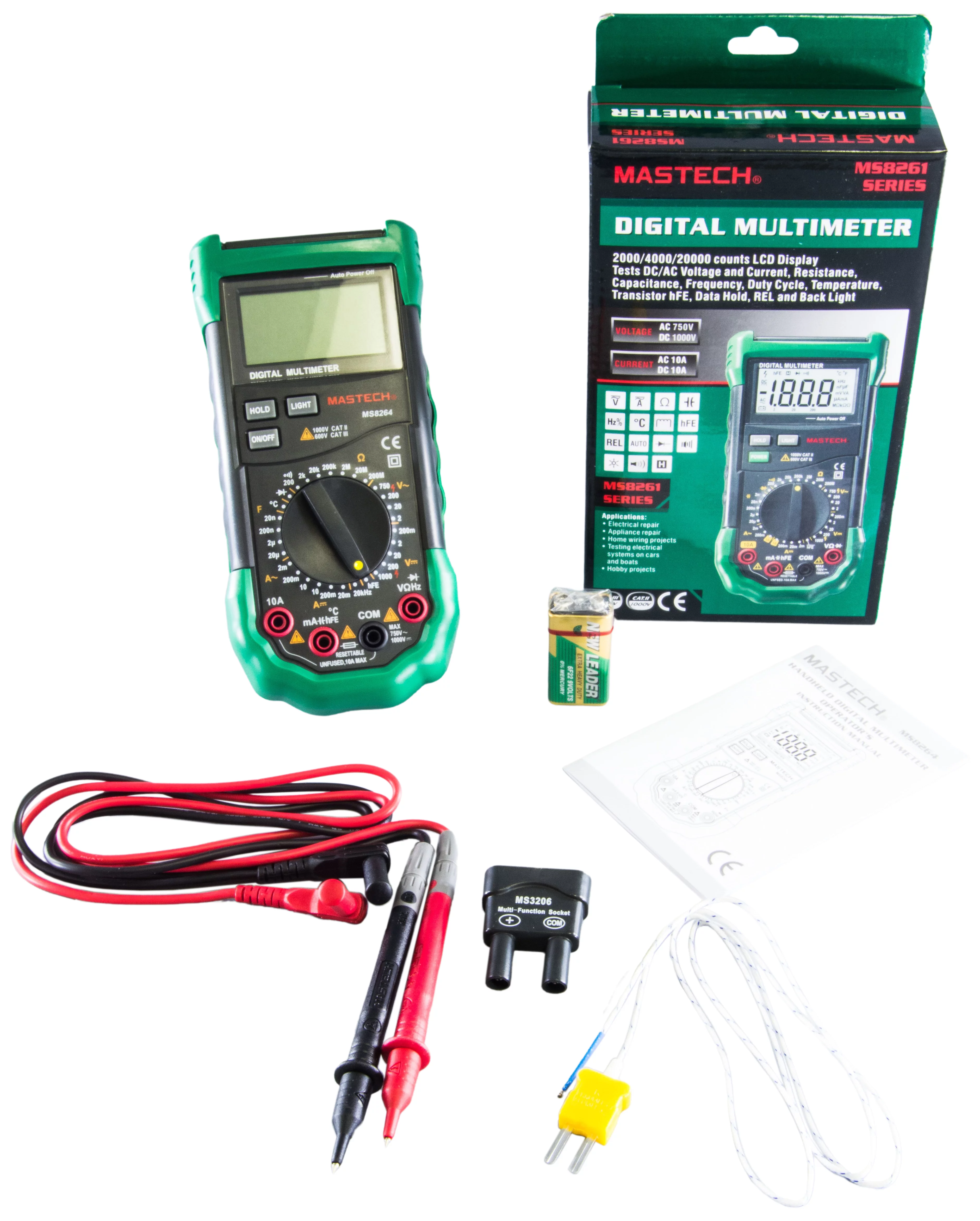 Mastech MS8264 30-Range Digital Multimeter with Temperature Measurement