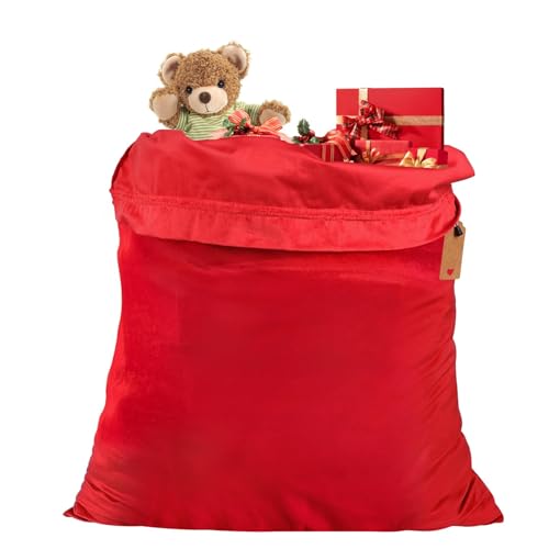 JOINDO Cloth Christmas gift bag, Extra Large Size (28 x 32 inches), Classic Santa Sack Design, Drawstring Design, 100% Cotton