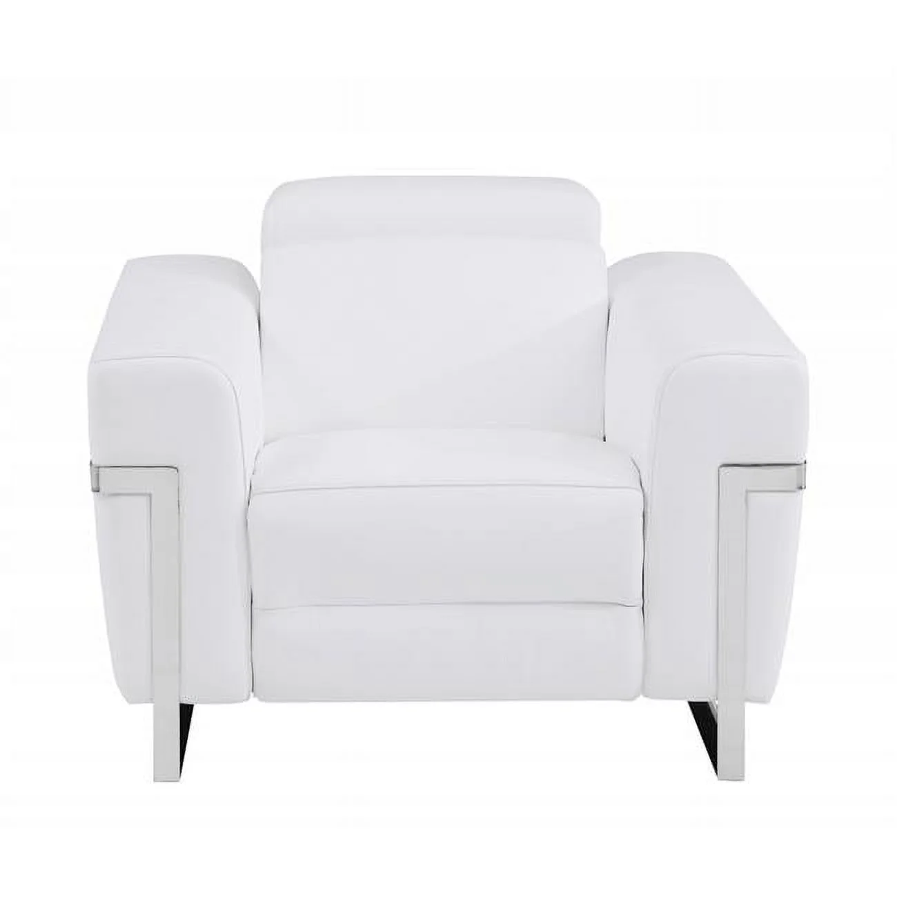 HomeRoots 482247 31 x 41.3 x 43 in. White Italian Leather Power Recliner Chair