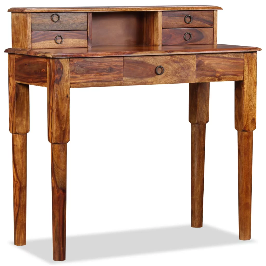 Suzicca Writing Desk with 5 Drawers Solid Sheesham Wood 35.4