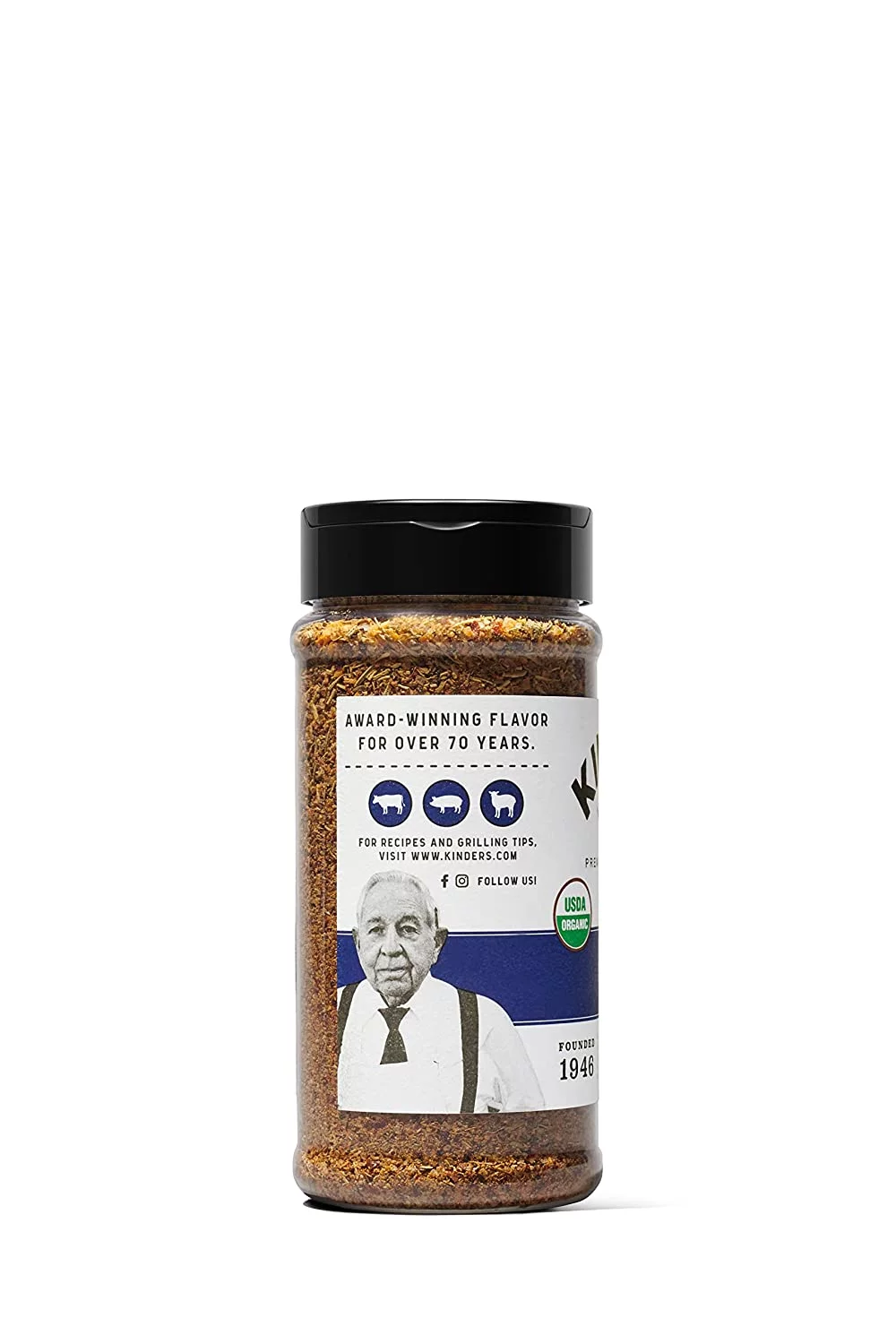 Kinder's Organic Prime Rib Rub, Spices & Seasoning, MSG Free, Large Bottle 11 oz.