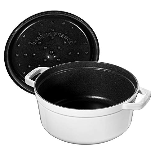 STAUB Cast Iron Dutch Oven 5.5-qt Round Cocotte, Made in France, Serves 5-6, Black Matte