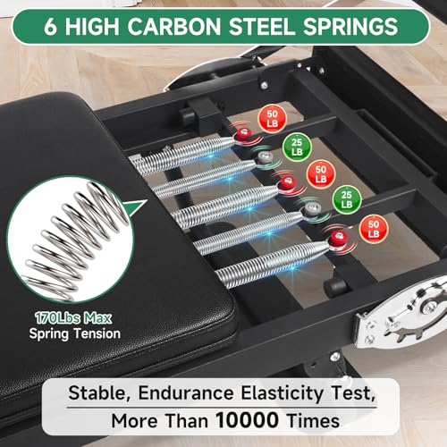 91.5inch Extended Foldable Pilates Reformer, Pilates Machine with Pilates Ring Circle & Headrest, Jumpboard, Dual Resistance Springs, Upgrade Pilates Equipment for Home Workout, up to 500 lbs