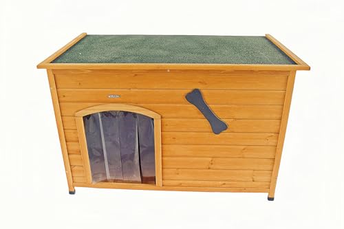 Wooden Doghouse for Small, Medium, Large Dogs, Waterproof, Outdoor/Indoor Kennel,Puppy Shelter with Elevated Floor (Natural, M)