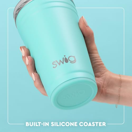 Swig Life 32oz Insulated Tumbler, Travel Coffee Tumbler with Lid, Cup Holder Friendly, Stainless Steel Travel Coffee Mug, Glitter Tumbler, Glitter Gifts (Confetti)
