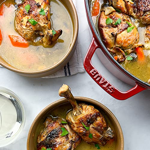 STAUB Cast Iron Dutch Oven 5.5-qt Round Cocotte, Made in France, Serves 5-6, Black Matte