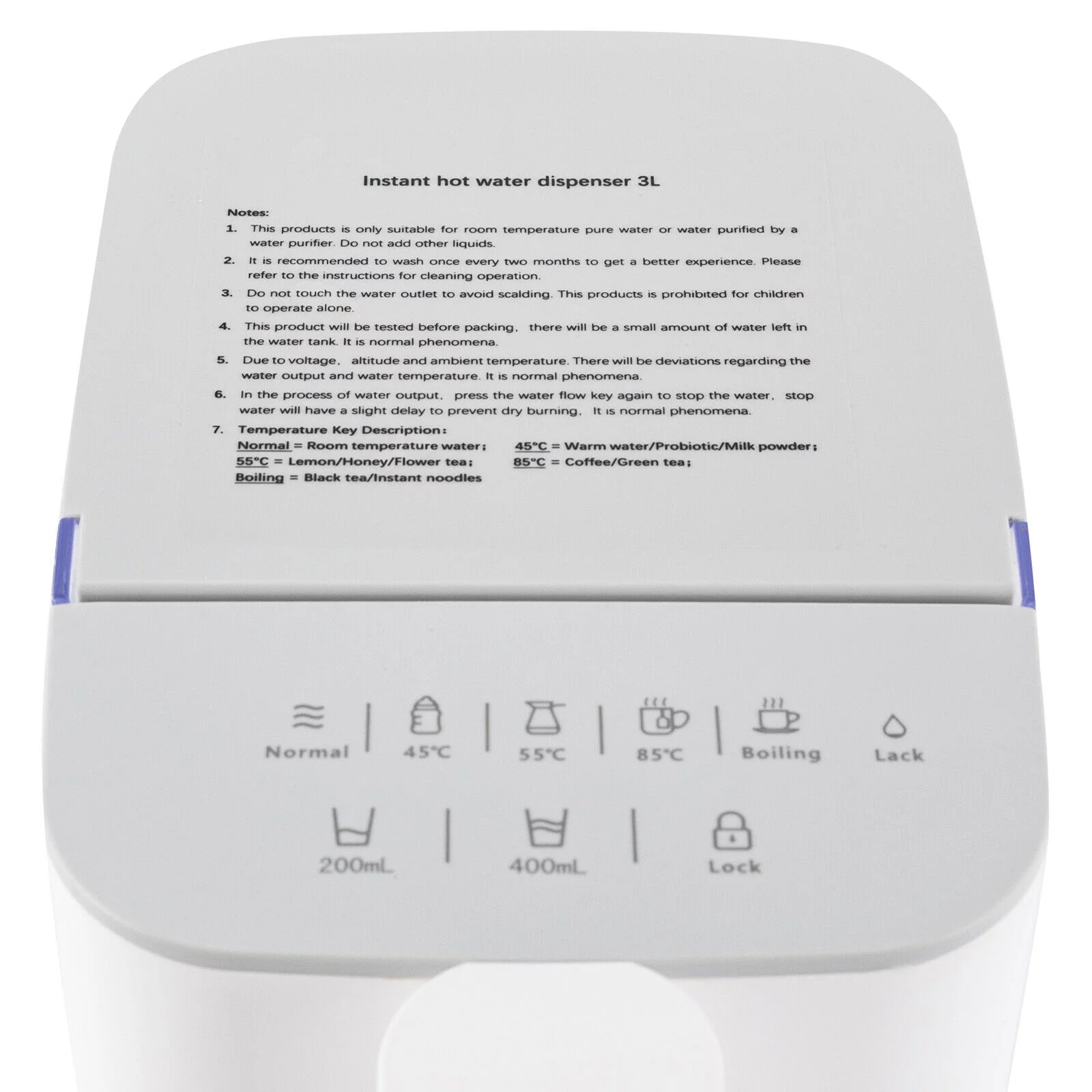 ZhdnBhnos 2000W 3L Instant Hot Water Dispenser Electric Kettles Small Countertop Drinking Machine 5 Temperatures Adjustable