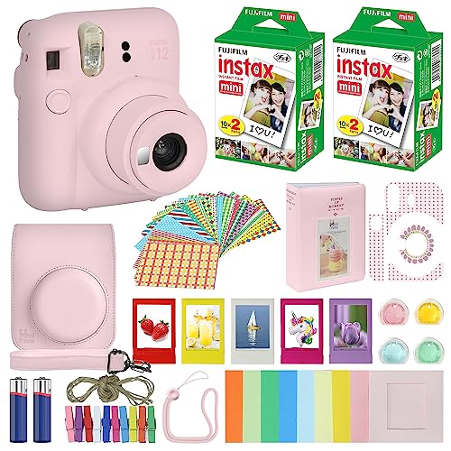 Fujifilm Instax Mini 12 Instant Camera + Carrying Case + Fuji Instax Film Value Pack (40 Sheets) Accessories Bundle, Color Filters, Photo Album, Assorted Frames