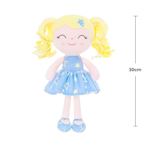 Gloveleya Christmas Reindeer Girl Plush Doll – Soft Stuffed Animal Holiday Toy with Antlers, Gift Box & Card, Xmas Present for Toddler Girls, Baby Shower & Birthday Gift